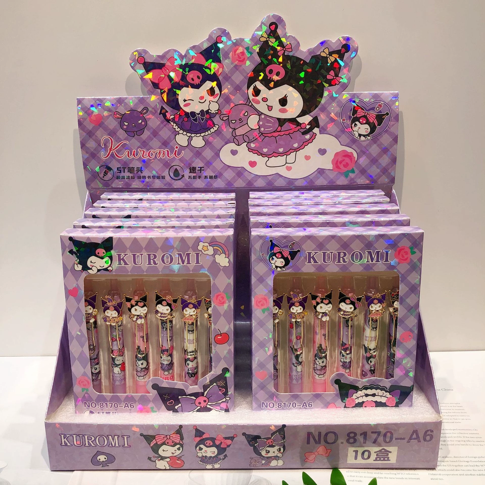 Новый набор гелевых ручек Sanrio с мультяшным дизайном, металлическая накладка, премиальная ручка для подписи, черная