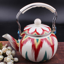 新疆特色手工彩绘带滤网2.4L搪瓷茶壶伊斯兰新疆饭店奶茶壶茶