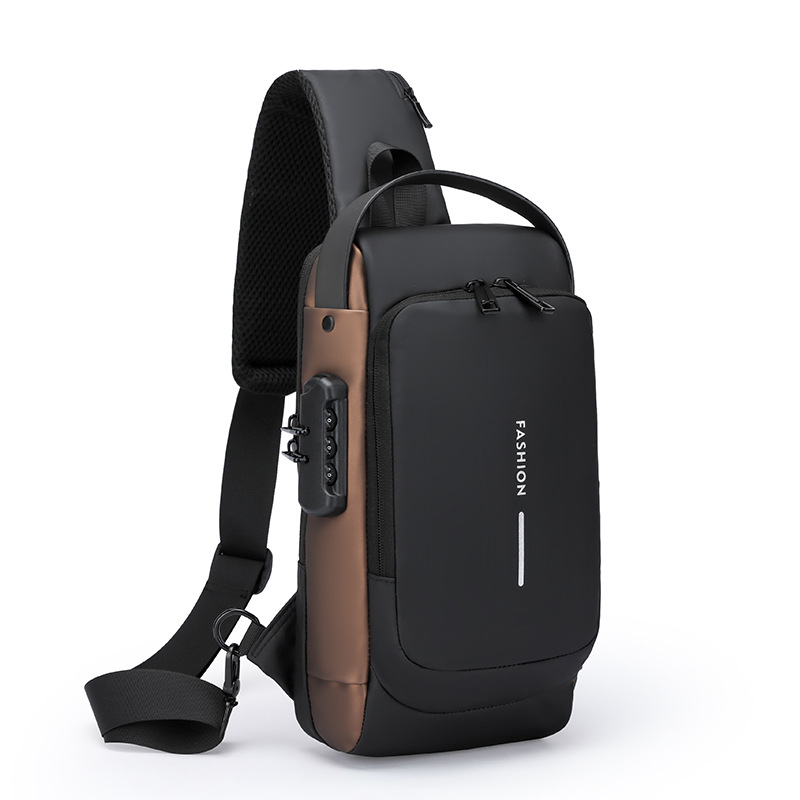 Hombres locomotora contraseña bloqueo antirrobo bolso de pecho mochila multifuncional mochila USB al por mayor transfronteriza