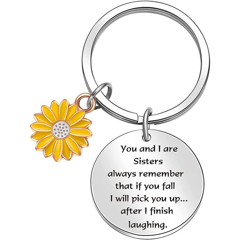 Amazon Sunflower sunflowe Daisy Pendant for Friends Birthday Thanksgiving Gift Stainless Steel Keychain