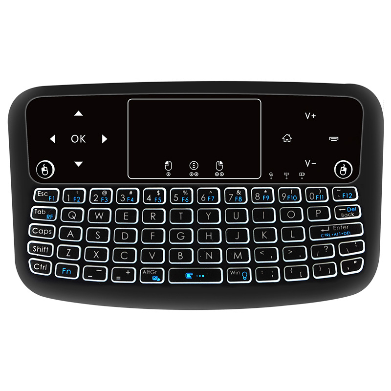 Mini teclado inalámbrico ardilla voladora aérea carga transfronteriza panel táctil plano teclado de control remoto retroiluminado de 7 colores