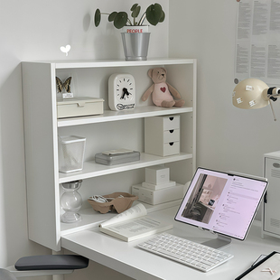 White Storage Rack Desktop Bookshelf Vertical Multi-Layer Desktop Storage Rack Integrated Wall-Mounted Large-Capacity Display Rack Bookcase