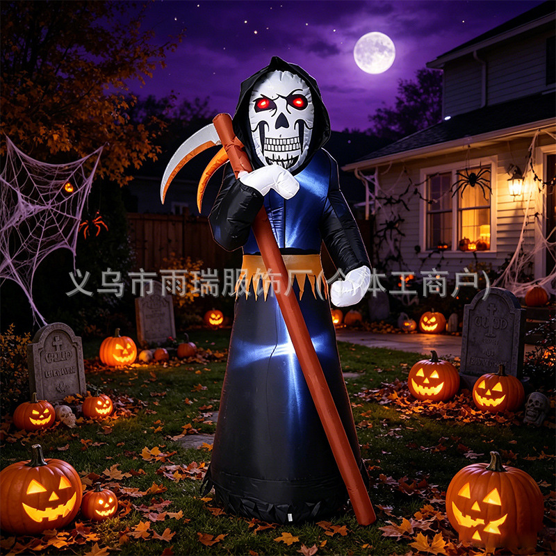 Halloween esqueleto de la muerte modelo de aire LED luminoso guisa de mano decoración de patio al aire libre Halloween no cruza fronteras