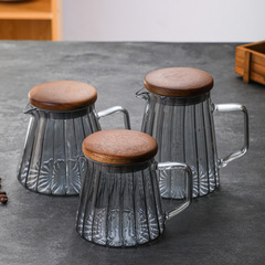 Factory-Grade Electroplated Smoke Gray Glass Coffee Maker Set V60 Filter Cup Coffee Dripper with Vertical Cloud Pattern Pot