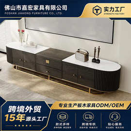 复古轻奢电视柜客厅地柜储物柜凹槽条纹五金脚创意设计收纳家具