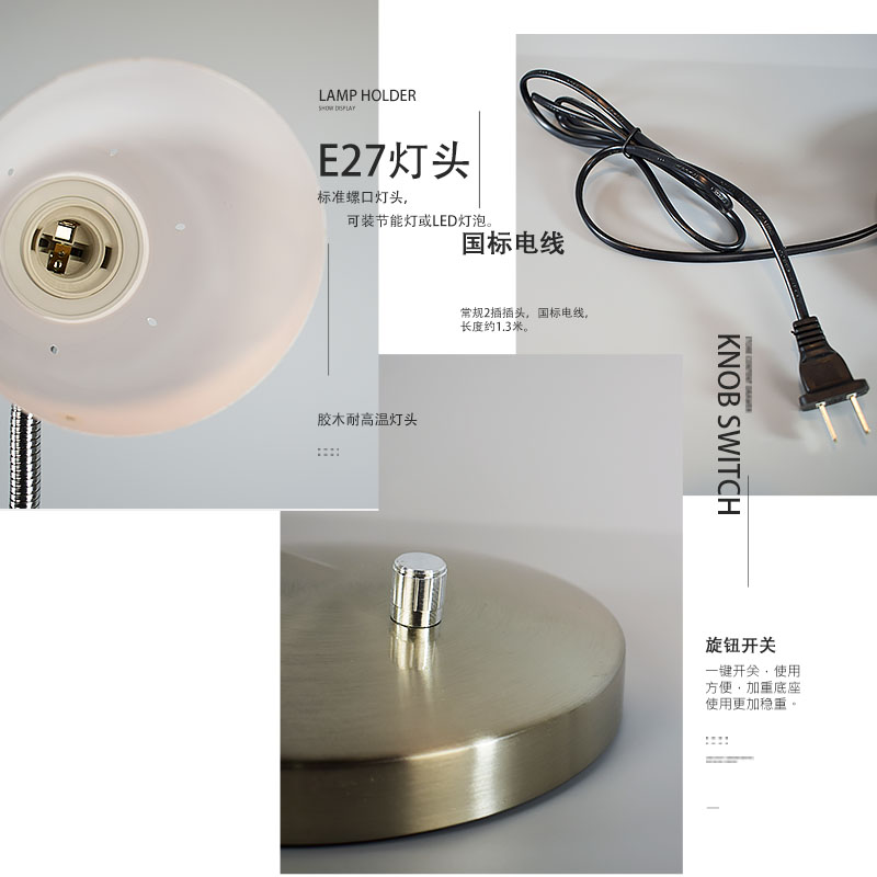 Clásica vieja lámpara de mesa de metal escritorio para aprender enchufe de ojo enchufe eléctrico estudio delicado tornillo de bombilla intercambiable