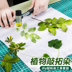 植物の葉を叩いて明を染めます。