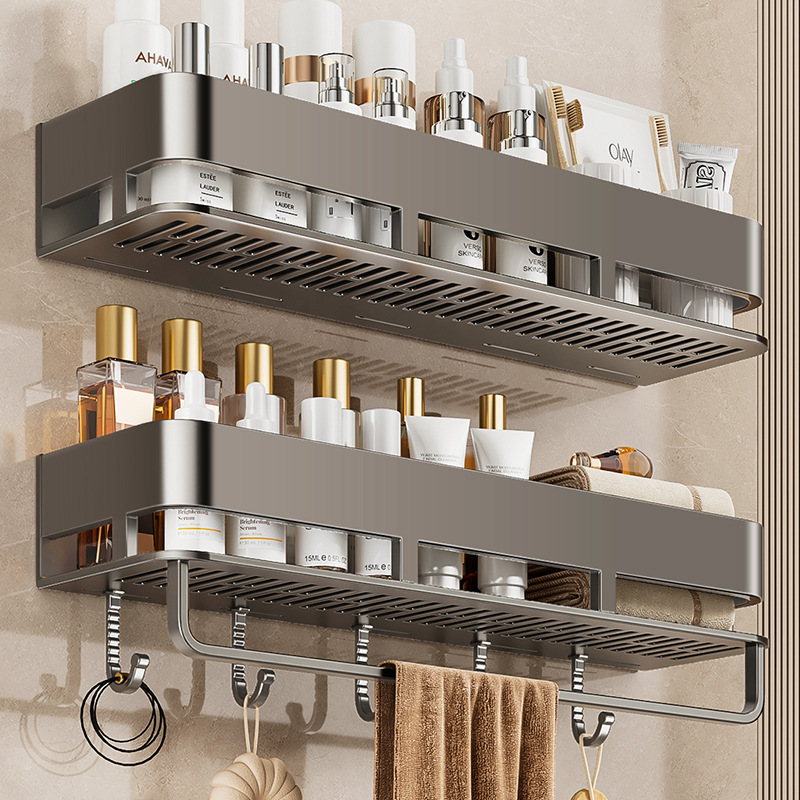 Lazy Bathroom Storage Rack Without Punching Towel Rack Wall-Mounted Bathroom Toilet Washstand Cosmetics Storage Rack