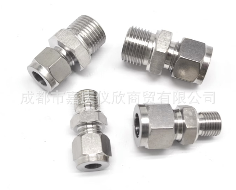 304不锈钢卡套直通接头卡套直通终端ZG/G/NPT螺纹卡式接头单双卡