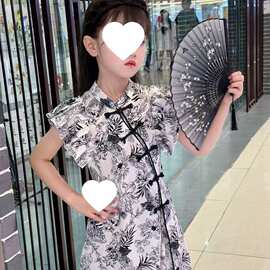 女童旗袍夏季新款儿童中式两件套2026中国风改良水墨画旗袍中小童