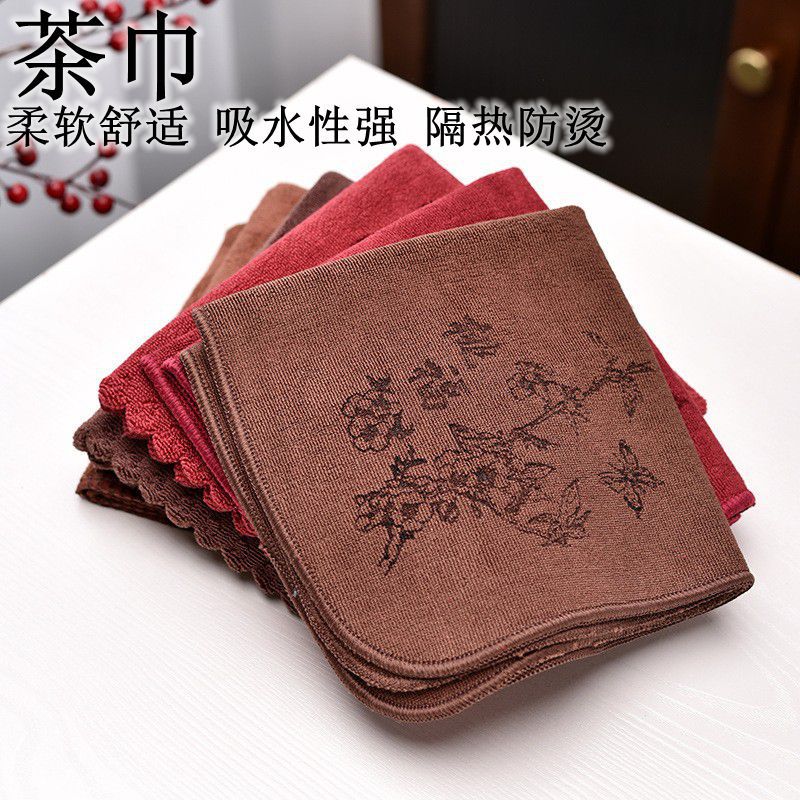 纯棉加厚吸水茶巾棉麻茶巾养壶巾功夫茶具茶道配件桌布抹布可logo