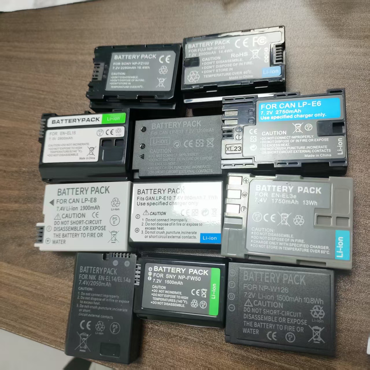 数码相机电池LP-E6 E8 E10 E12 E17  NP- FW50 EN- EL14 EL15电池