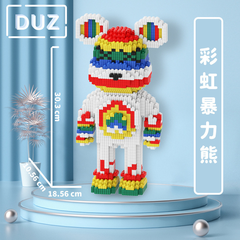 Bloques de construcción de partículas de muñeca al por mayor, bloques de construcción de juguete educativos, oso violento para padres e hijos, compatible con Lego