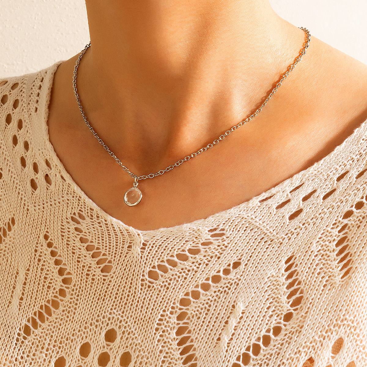 simple transparent invisible fish line zircon necklace diamond-studded clavicle chain female