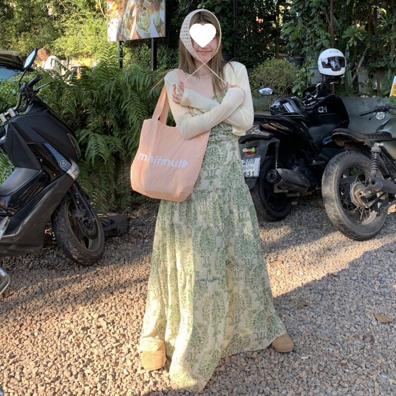 Bohemian Print Chiffon Strap Dress for Slightly Plump Figures, with an Elongated Look, Elegant and Slimming, Perfect for Seaside Vacations