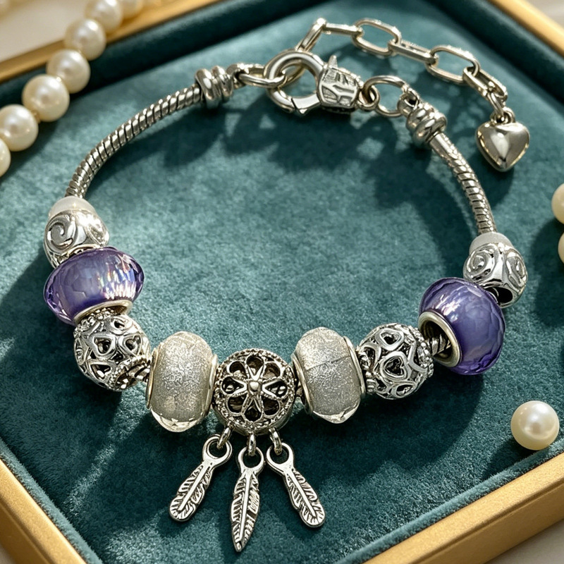 Popular Panjia Dreamcatcher Beaded Bracelet, Detachable DIY Handmade Beaded Bangle with Sparkling Diamonds, Luxurious and High-End Jewelry Popular Panjia Dreamcatcher Beaded Bracelet, Detachable DIY Handmade Beaded Bangle with Sparkling Diamonds, Luxurious and High-End Jewelry