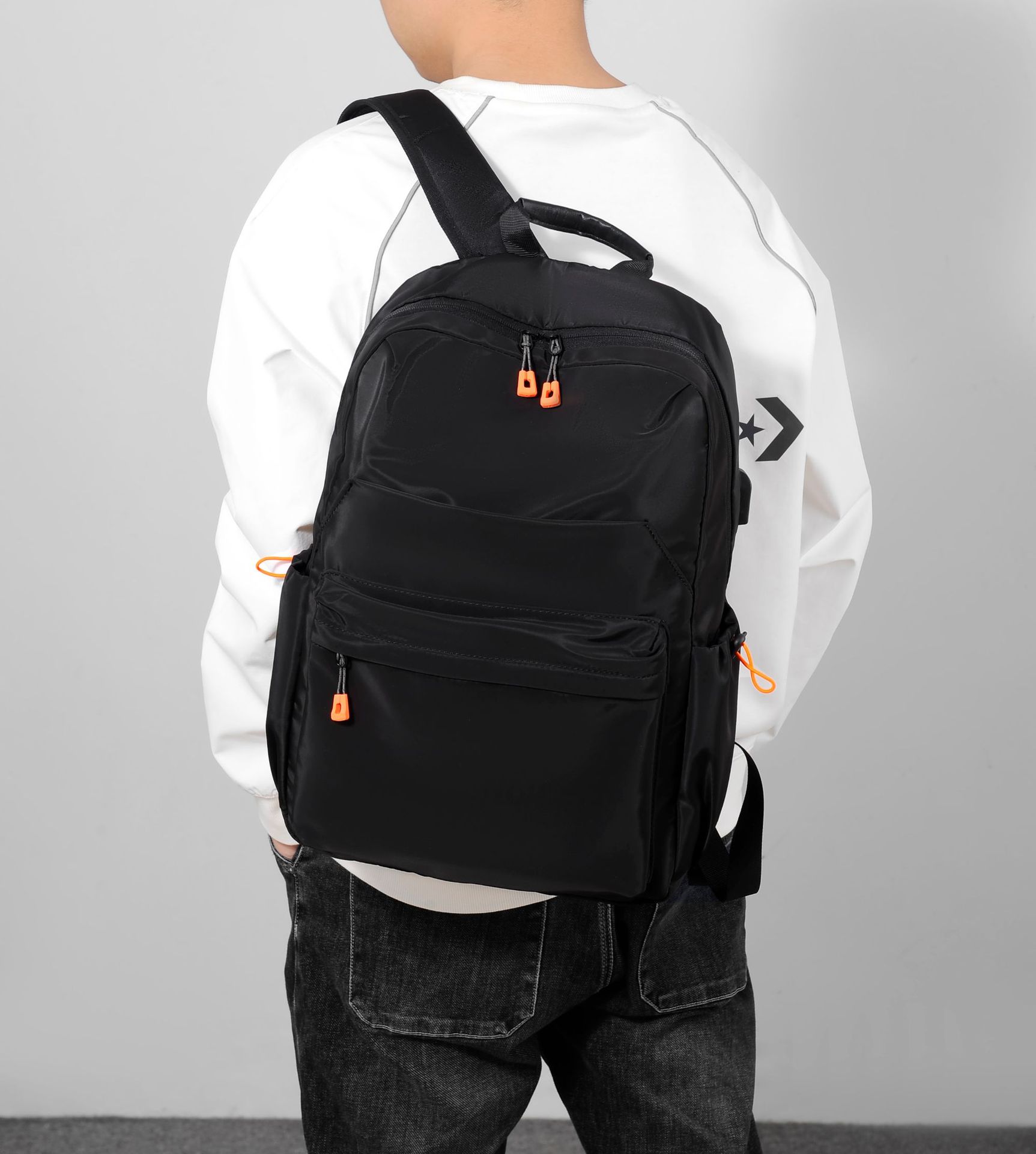 双肩包外贸休闲商务电脑背包新潮流防水牛津布户外旅行包一件代发|ru