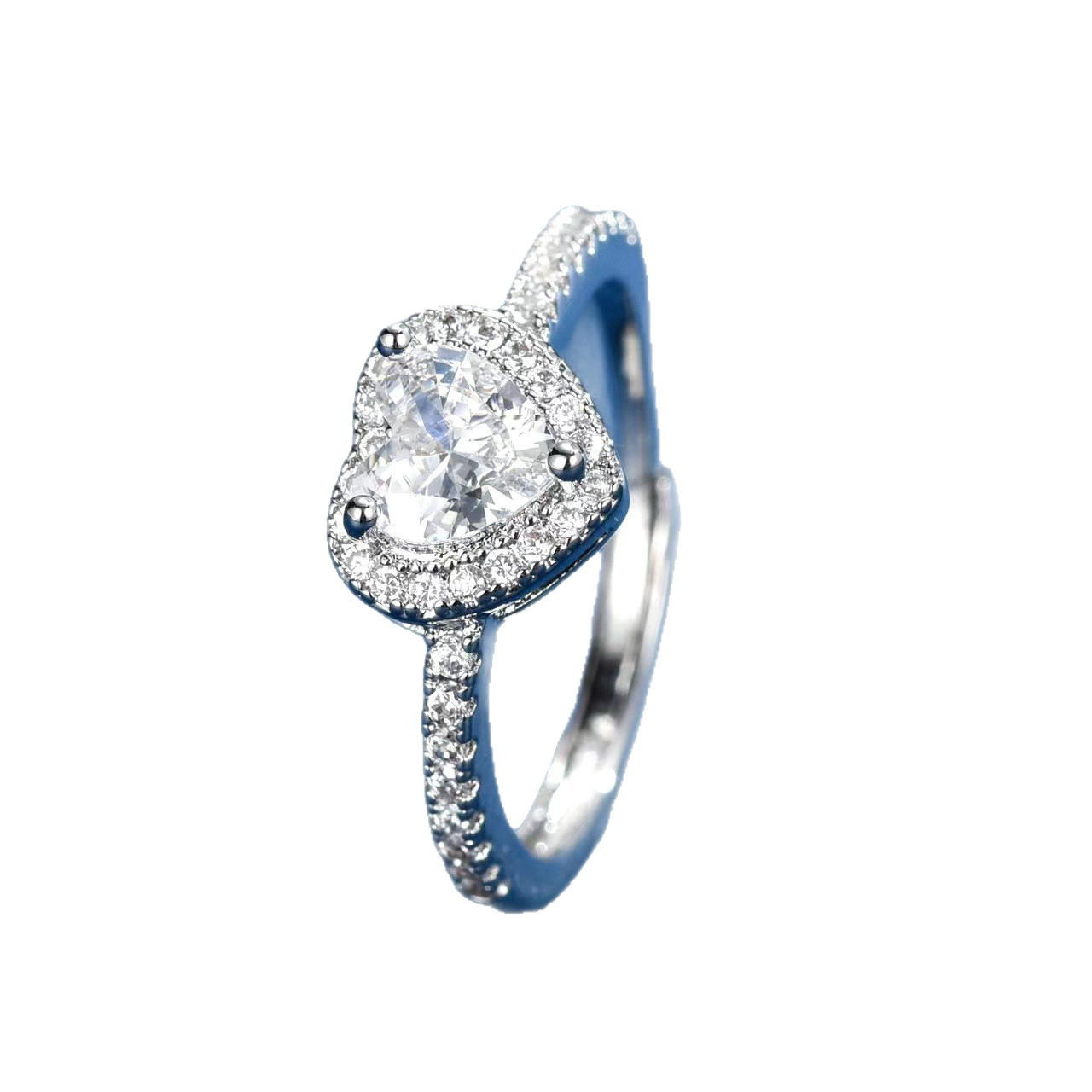 Grensoverschrijdende bestseller: Volledig met diamanten bezette zirkonia ring voor dames, elegante en minimalistische stijl, hoogwaardige open ring, groothandel_voghion.com