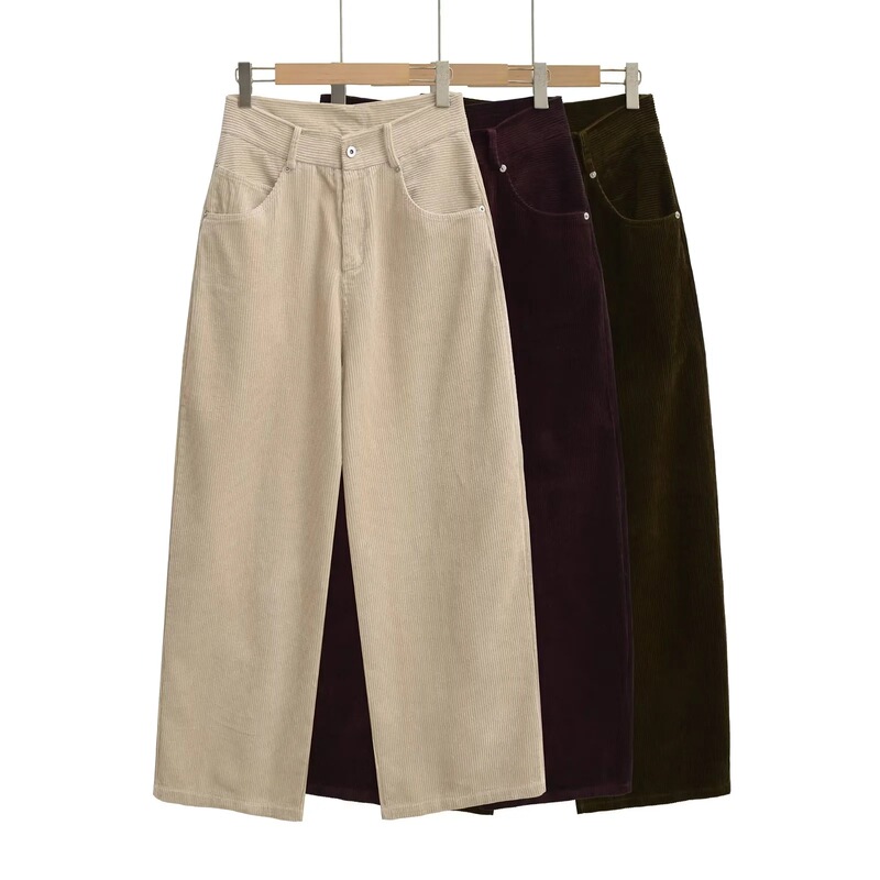 Vintage Relaxed Loose Corduroy Casual Pants for Women, Fall/Winter 2025 New Old Money Style Versatile Straight Pants