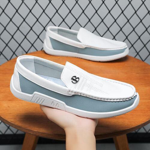 Moccasin-bean shoes men's new style real soft leather breathable casual shoes step-on driving men's lazy shoes