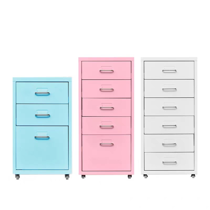 Wholesale drawer-type file cabinet steel storage mobile low cabinet under the table iron small cabinet a4 office narrow storage