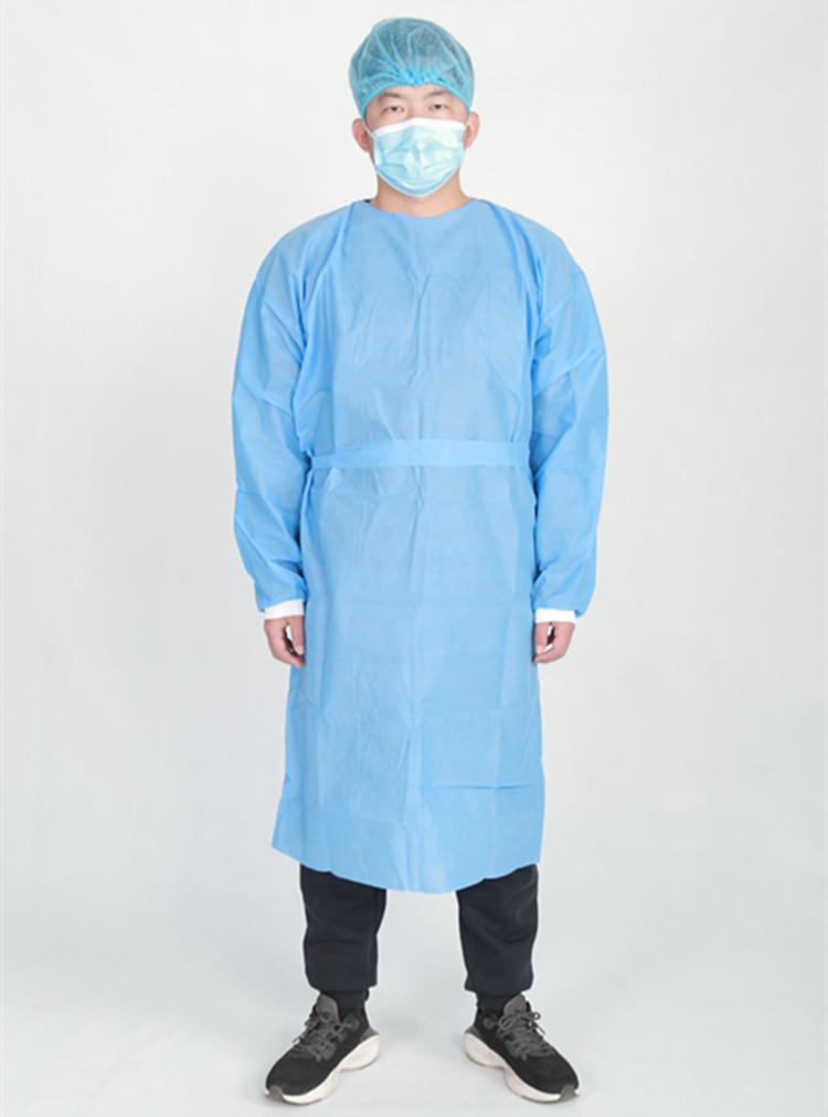 一次性隔离衣45克SMS蓝色隔离衣防护服防水透气加厚反穿衣隔离服