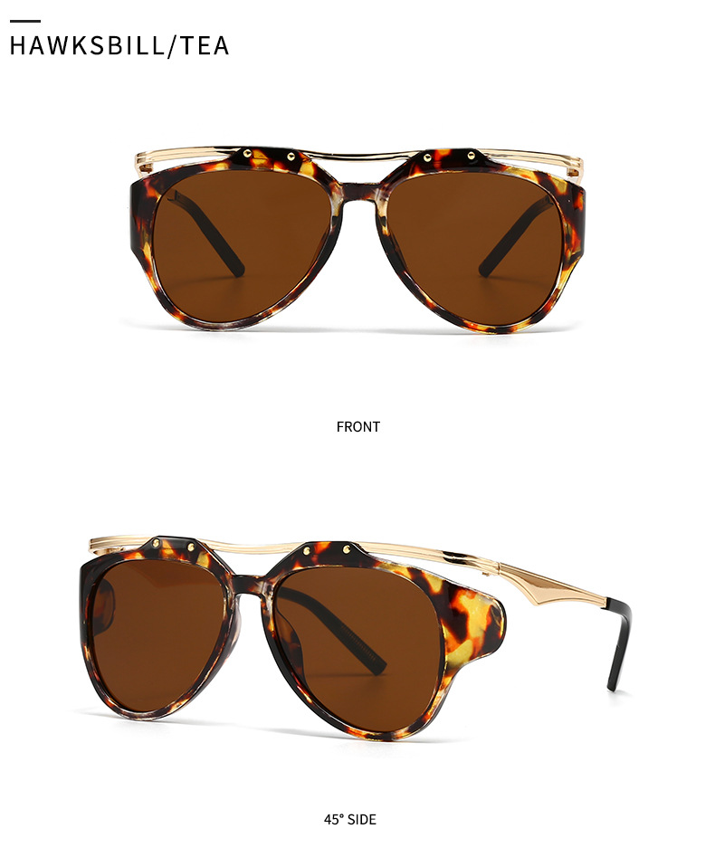 Commercio estero Esplosioni transfrontaliere Occhiali da sole Fotografia di strada europea e americana Ins Internet Modello rosso Occhiali da sole geometrici in metallo Donna LH16_voghion.com