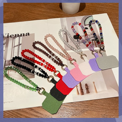 手機掛繩短款小清新水晶鏈手腕鏈防丟掛件配夾片手提掛繩手機繩鏈