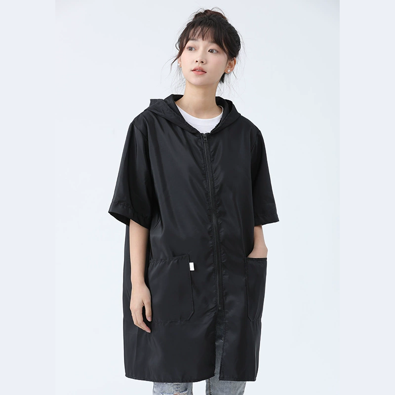 Пальто с короткими рукавами, мужское и женское летнее тонкое пальто, рабочая одежда, однослойный дышащий непромокаемый масляный домашний фартук, пальто, рабочая одежда