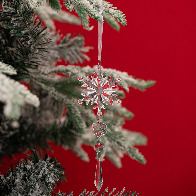 6 STÜCKE weihnachtsdekoration liefert kreative Weihnachten acryl schneeflocke anhänger weihnachtsbaum anhänger eis simulation schneeflocke_voghion.com