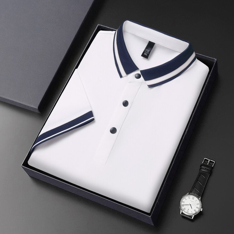 丝光棉短袖T恤中年男士翻领纯色POLO衫百搭休闲半袖体恤爸爸夏装