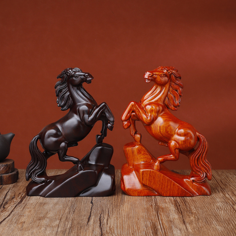 Ebony wood carved horse ornaments wooden crafts rosewood horse to success creative home opening gift wholesale