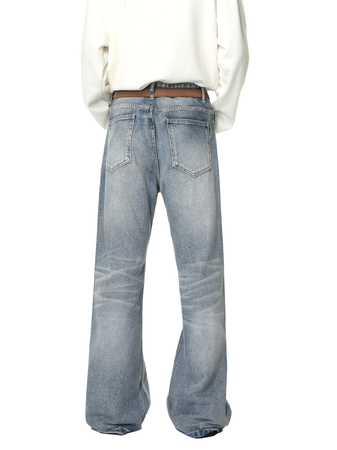 MTLCLOTHES Hombres| Diseño coreano multi-botón blanco pulido micro-cuerno suelto vaqueros lavado con agua de moda universal