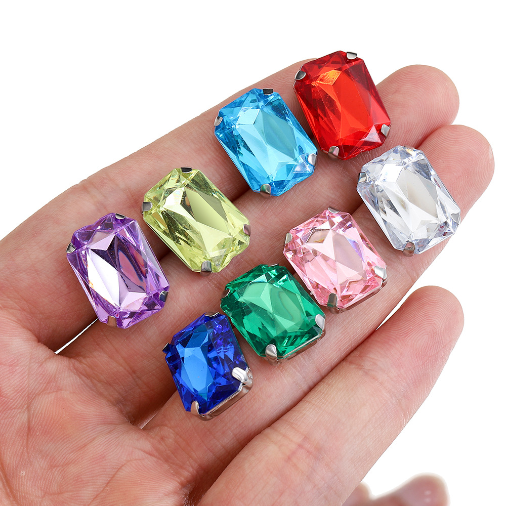 Fábrica al por mayor cosida a mano garra diamante 18*13mm rectangular imitación cristal diamante transfronterizo DIY joyería accesorios de vestir image 4