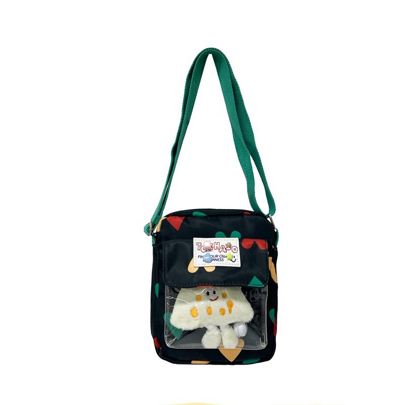2025 nuevo bolso para niños japonés pequeño y fresco amor bolso de mensajero para niños y niñas con solapa con colgante bolso de hombro para niños