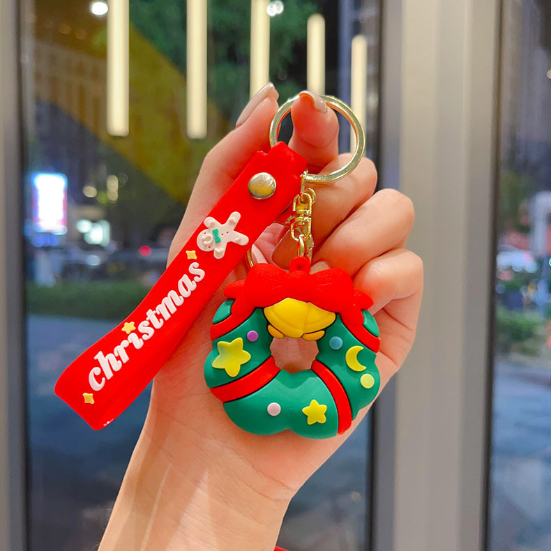 国境を越えたサンタクロースのキーホルダークリスマスペンダントクリスマスツリートナカイ人形バッグキーホルダープレゼント卸売り|undefined