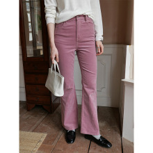 时简 诠释质感~复古灯芯绒微喇牛仔裤 低调摩登细坑条长裤潮01612