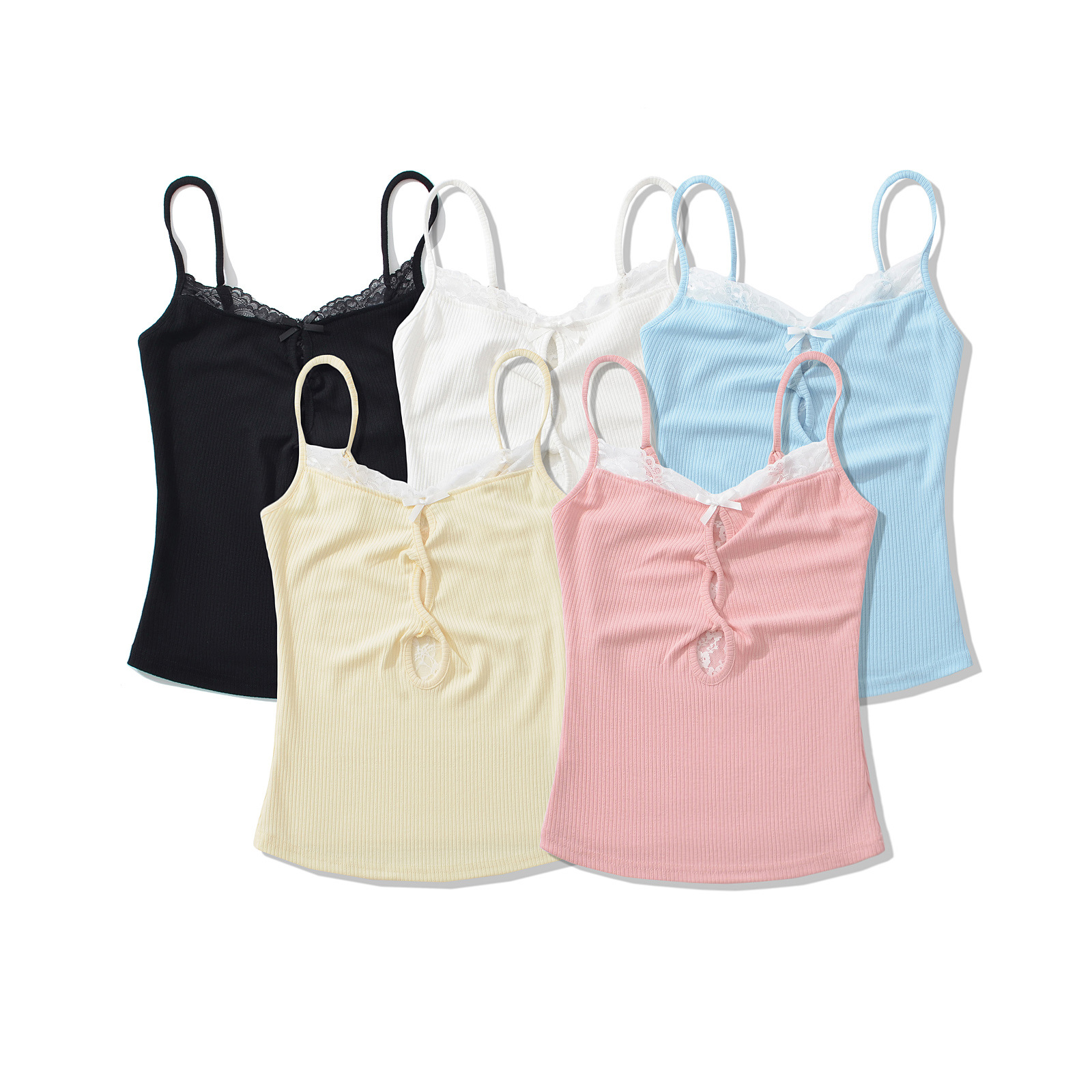 Lace Camisole Women's 2025 New Sexy Design Twisted Cut Out Slim Outer Top