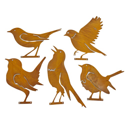 Rusty bird wrought iron decoration metal bird silhouette statue courtyard garden artwork outdoor ornaments plug-in