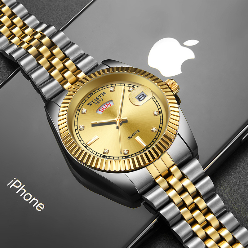 Brand Watch Foreign Trade Watch Men's Steel Band Men's Watch Genuine Quartz Watch Waterproof Luminous Men's and Women's Watch Couple's Watch