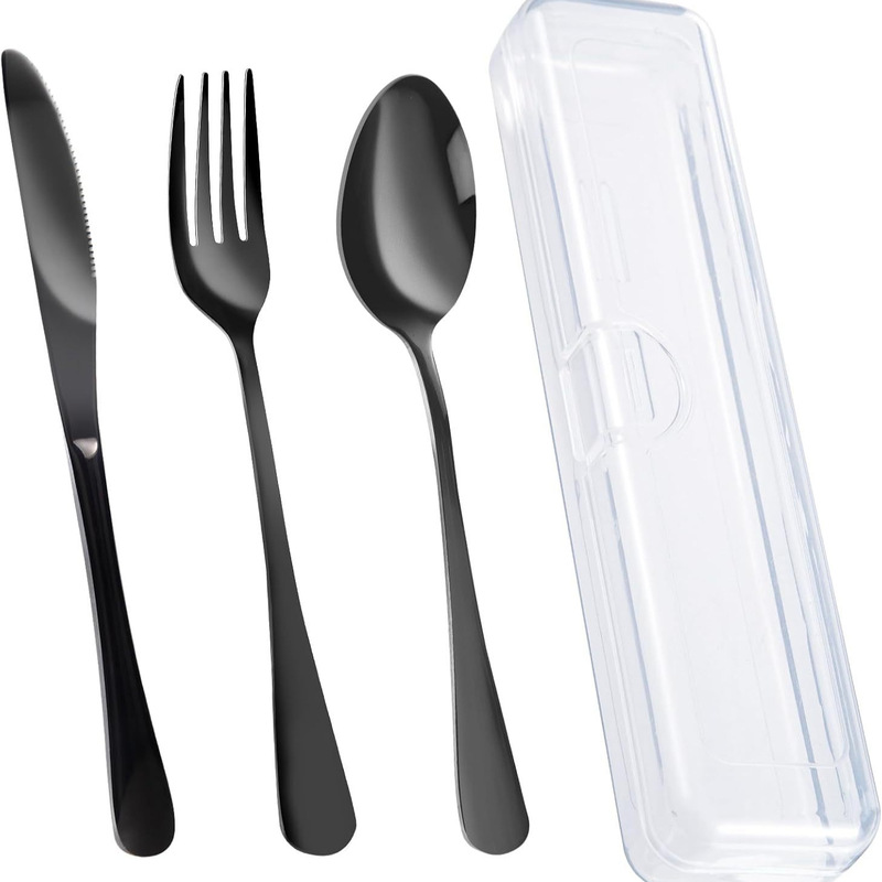 Freezing Price Cross-Border Amazon Stainless Steel Reusable Portable Tableware with Box Knife, Fork and Spoon Set