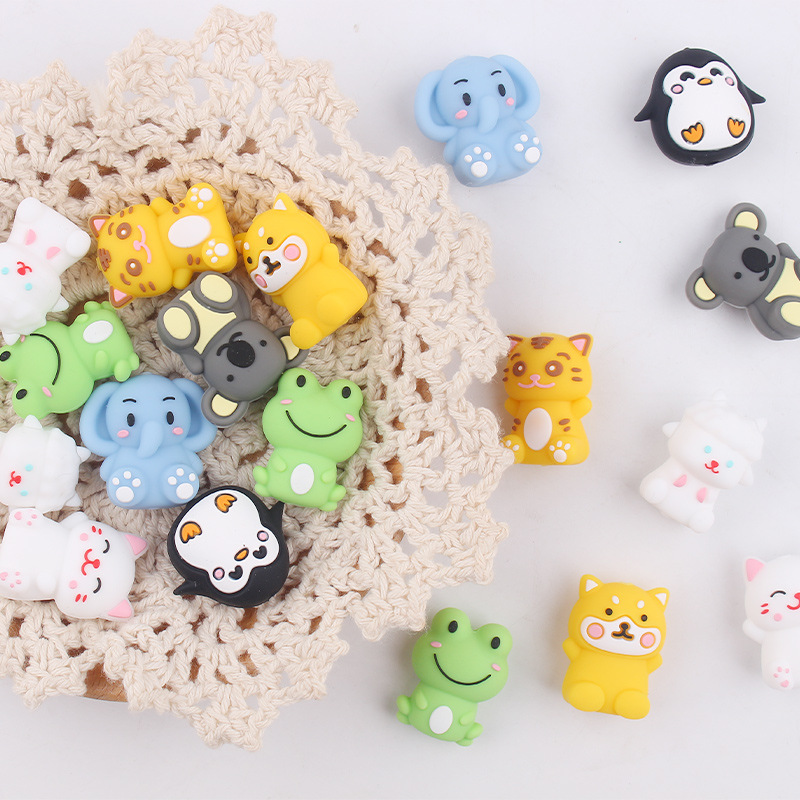 Productos para bebés de dibujos animados 3D animales de silicona joyas DIY bebés creativos tetas cadena de pulsera de goma juguetes accesorios