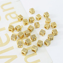 方形电镀大孔珠英文字母珠子串珠diy手工饰品耳环手链配件材料