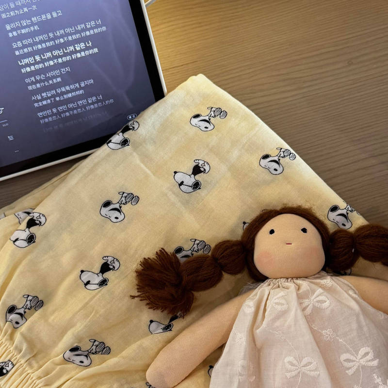 卡通史努比黄色宽松睡裤女2025春秋季大码亲肤宽松休闲直筒家居裤|undefined