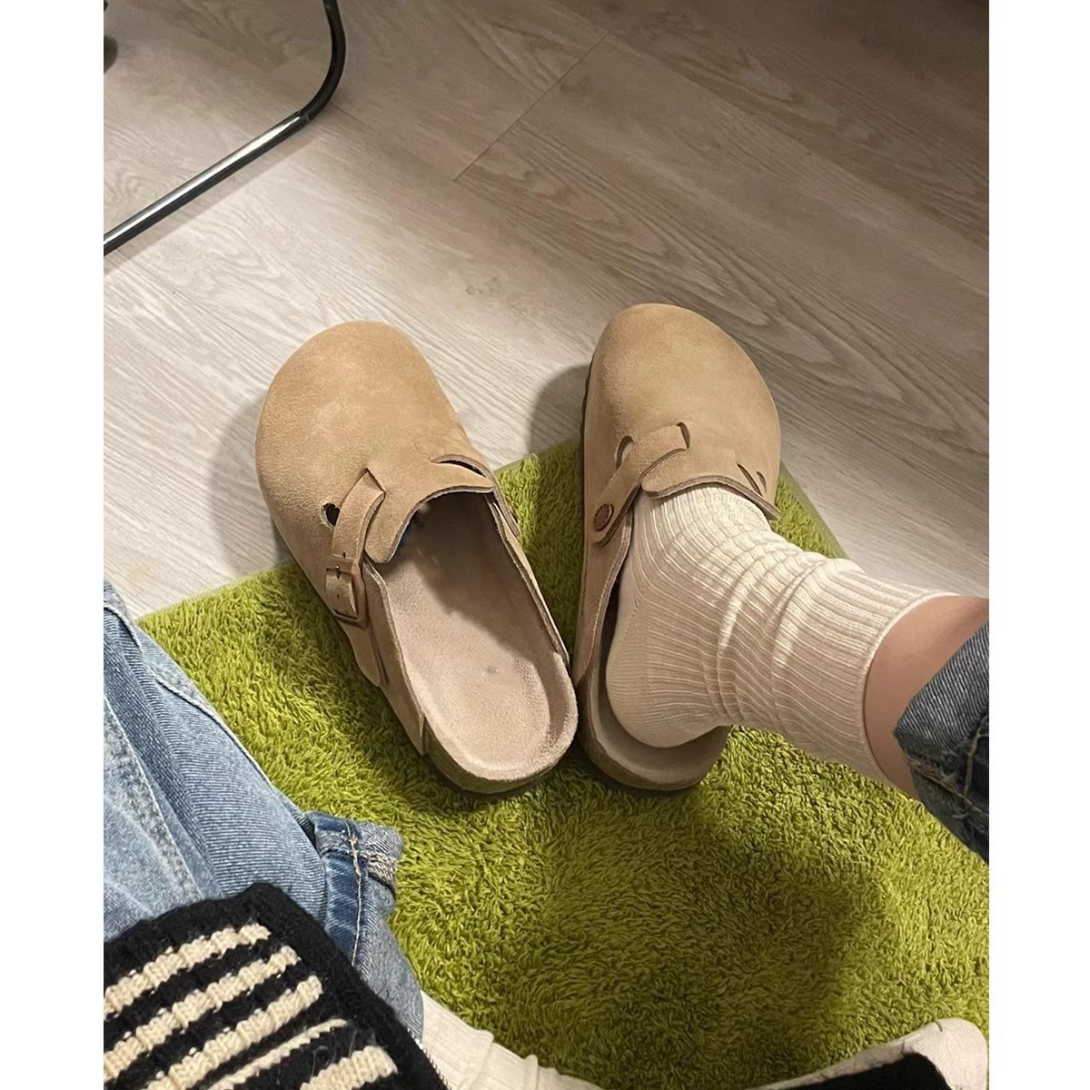Spring Platform Slip-On Clogs, English Style, Suede Upper, Platform Sole, Sizes 36–40