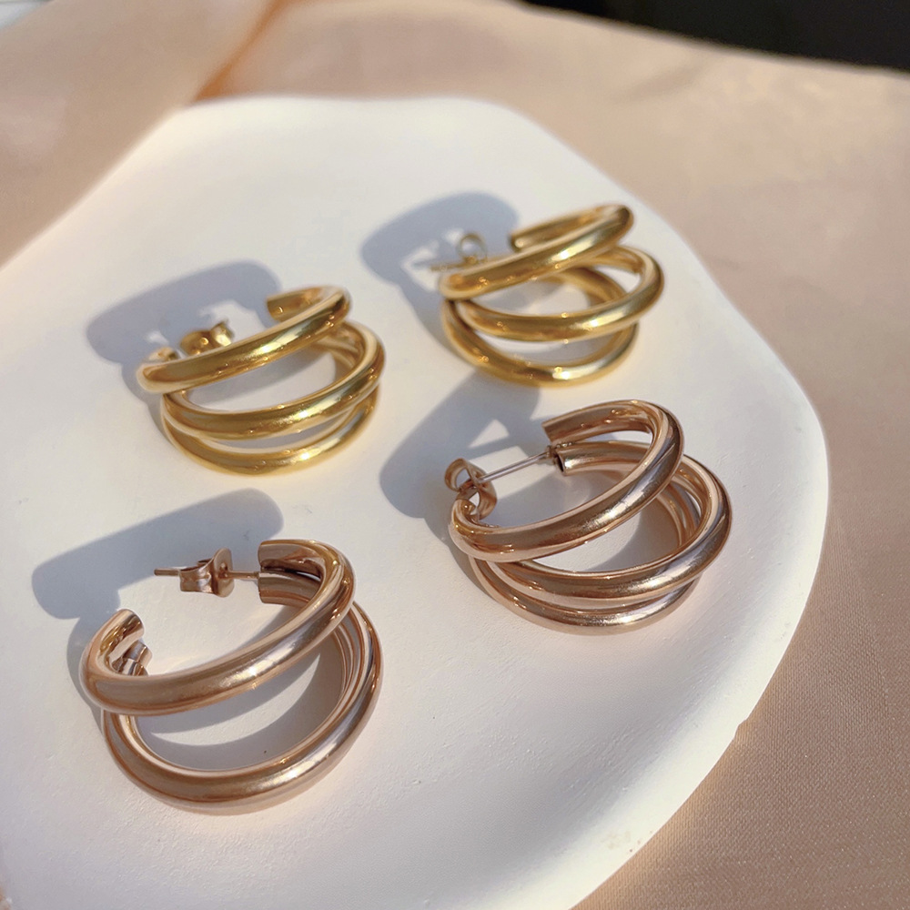 Women'S Gender 1 Pair Retro Simple Style C Shape Plating Titanium Steel Ear Studs