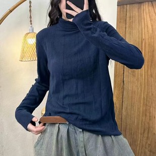 Base shirt running volume explosion hand slow no autumn and winter new high elastic hand crumpled high collar T-shirt with 109
