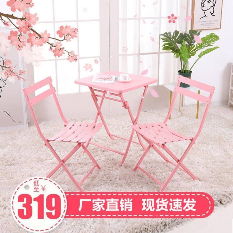 Courtyard Outdoor Tables and Chairs, Wrought Iron Tables and Chairs, Balcony Small Coffee Table, Leisure Three-Piece Set, Folding Balcony Tables and Chairs, Simple Manufacturer