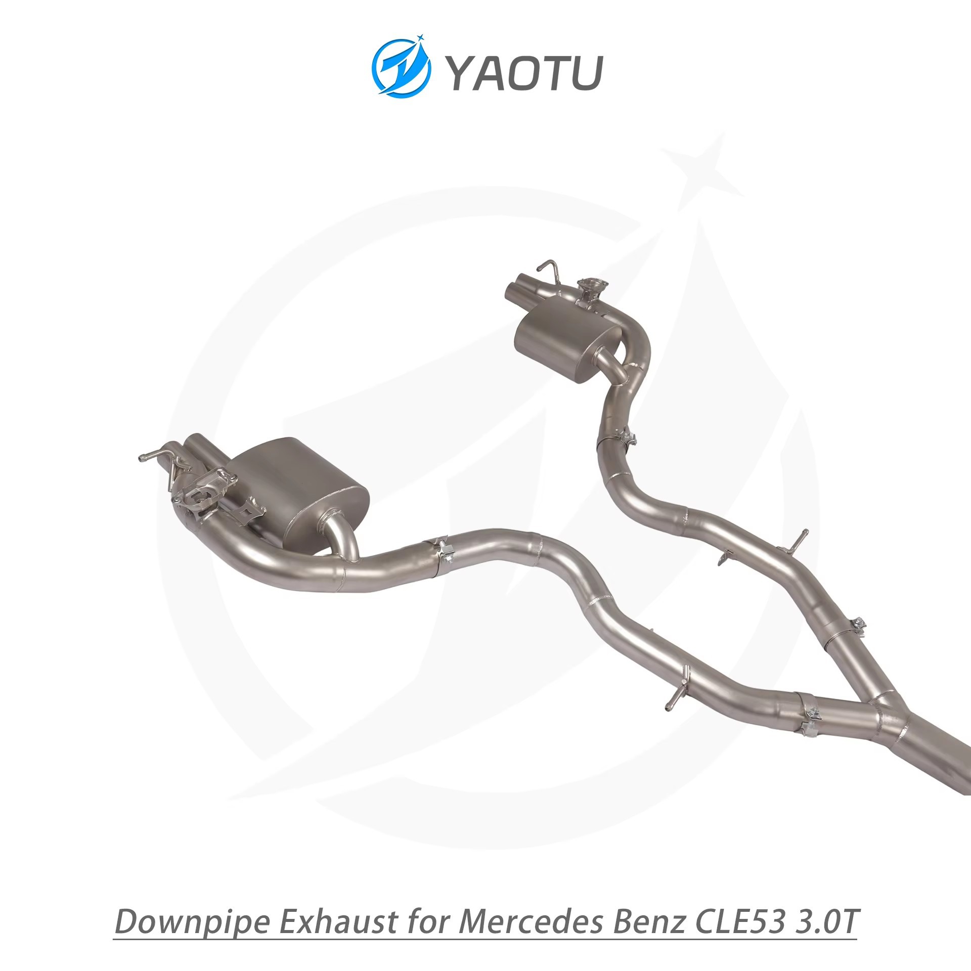 Suitable for Mercedes-Benz CLE53 3.0T, double-sided four-outlet (no tips) and dual-valve mid-tail section exhaust pipe