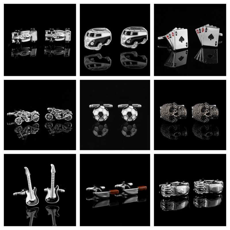 High-grade Copper Material Hollow Football Sleeve Nail Personalized Fun Fadeless Poker Cufflinks French Shirt silver Decoration